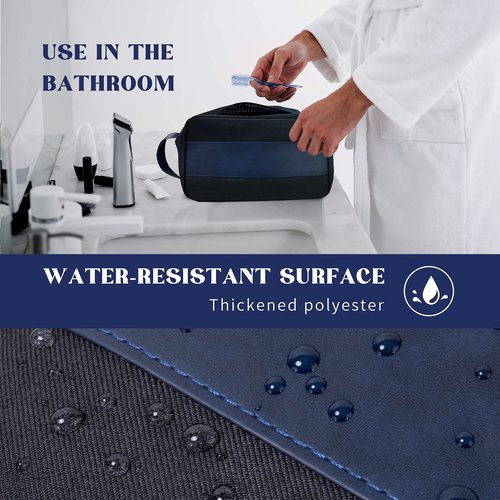 Vorspack Toiletry Bag for Men - Large Dopp Kit for Travel Water Resistant Travel Bag for Toiletries Accessories Lightweight Toiletries Bag - Black&Blue