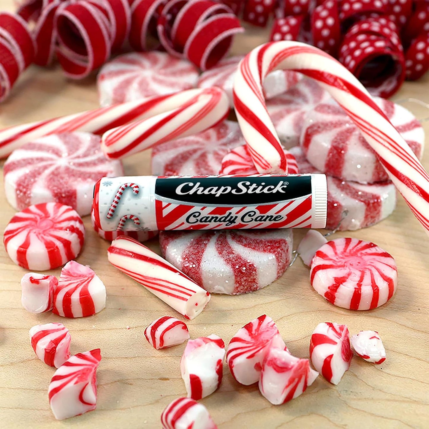 ChapStick Bulk Lip Balm, Candy Cane, 36-Count (12 Packs of 3) – Fresh & Minty Lip Moisturizer, Stocking Stuffer, 0.15 Oz Ea