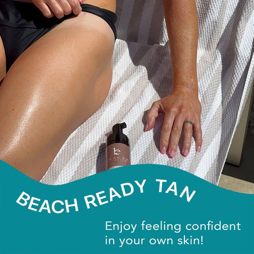 Self Tanner Tanning Mousse Kit - USA Made with Natural & Organic Ingredients, Self Tanner Mousse and Mitt, Self Tan Kit, Fake Tan Tanning Foam, Medium to Dark Sunless Tanner, Self Tanners Best Sellers