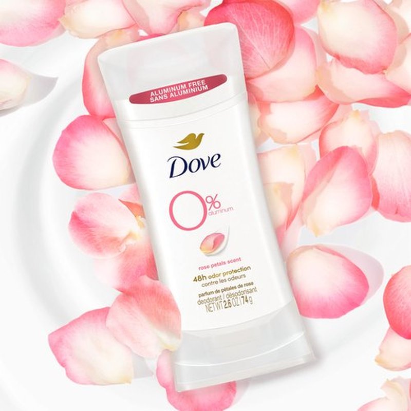 Dove 0% Aluminum Deodorant Stick Rose Petals 3 Count Non-irritating Deodorant for Underarm Care Kindest Aluminum Free Deodorant 2.6 oz