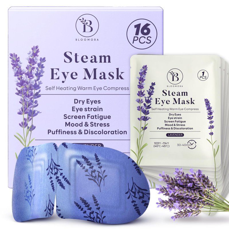 16 Pack Lavender Steam Eye Mask for Dryness, Puffiness, Relaxation, Heated Eye Mask for Sleep & Travel, Self-Heating & Disposable Warm Compress, Travel Essentials, Relaxation Gifts for Women - PAC2