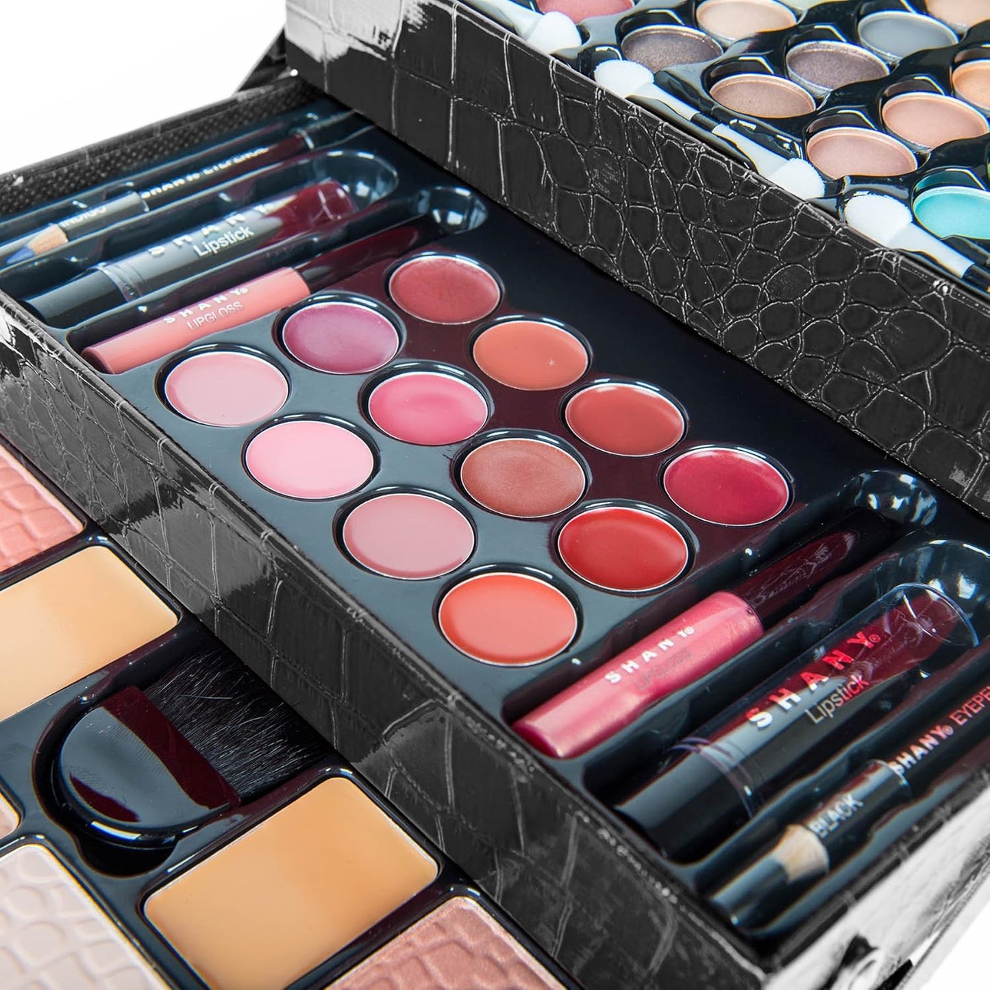 SHANY All In One Makeup Set, Eyeshadow, Blushes, Face Powder, Lipstick, Eye liners, Make up Pencils and Cosmetics Mirror - Makeup Kit With Reusable Storage Beauty Box - Red