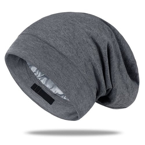 OLESILK Mulberry Silk Bonnet for Women, Unisex Adjustable Sleep Cap, Real Silk Hair Wrap, Pearl Grey