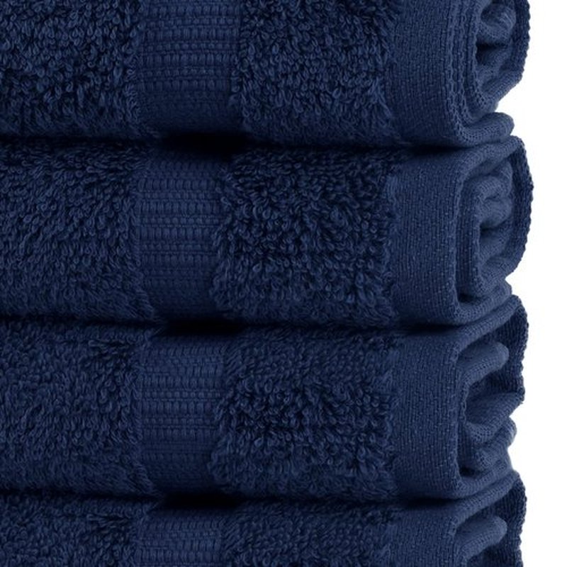 Chakir Turkish Linens | Hotel & Spa Quality 100% Cotton Premium Turkish Towels | Soft & Absorbent (4-Piece Washcloths, Navy)