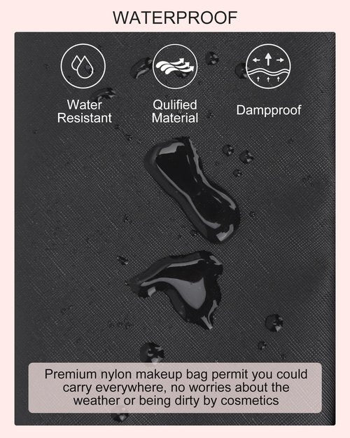 Relavel Small Makeup Bag, Makeup Brush Cosmetic Organizer, Portable 2 Layer Travel Makeup Organizer, Cosmetic Bag for Women, Handbag Purse Pouch, Compact Capacity for Daily Use (Black)