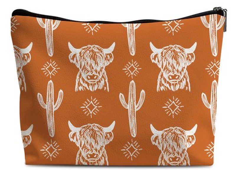 Lacosu Western Makeup Bag,Western Gifts For Women,Cow Makeup Bag,Cowgirl Stuff,Western Stuff For Women,Western Gifts,Cowgirl Gifts(Leather COW R)