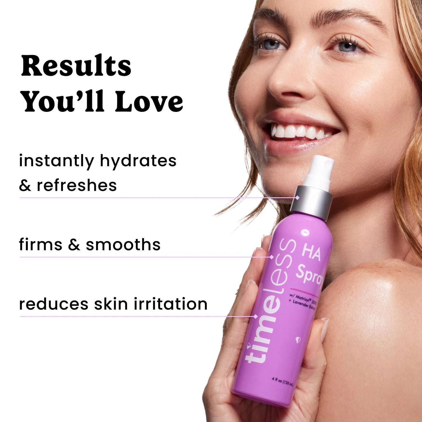 Timeless Skin Care HA Matrixyl 3000 with Lavender Spray - Skin Mist with Hyaluronic Acid - Fragrance-Free Hydrating Face Spray - Soothing Matrixyl Skin Care Mist - 4 oz
