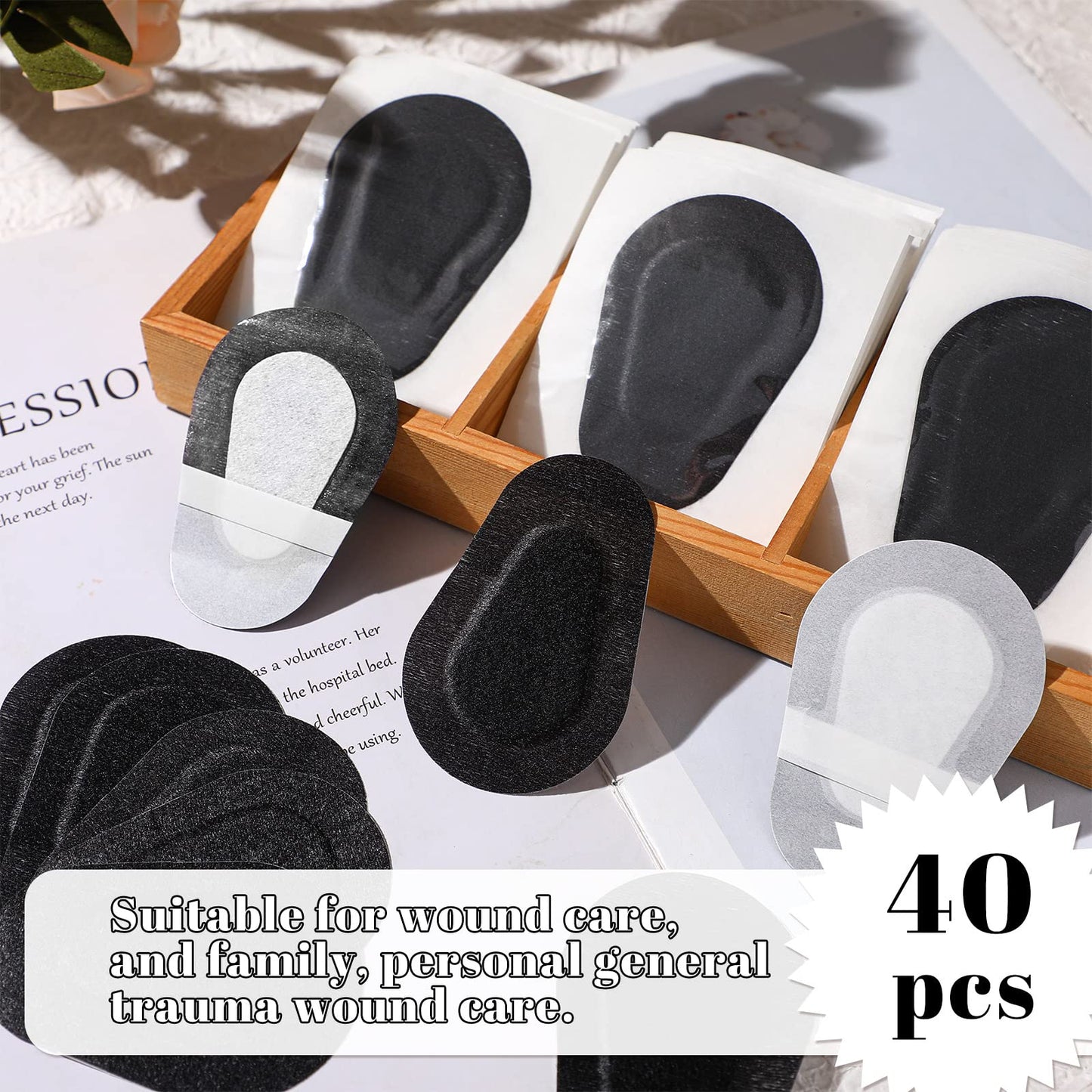 Panitay 40 Pcs Adhesive Eye Patches for Adults Eye Patch for Disposable Breathable Amblyopia Lazy Adhesive Bandages for Men(3 x 2 Inch,Black)