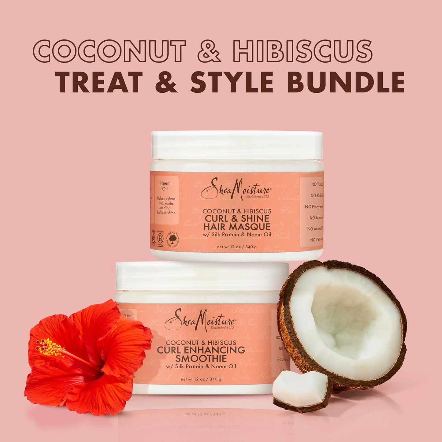 Curl Enhancing SheaMoisture Coconut & Hibiscus Hair Masque & Smoothie for Curly Hair