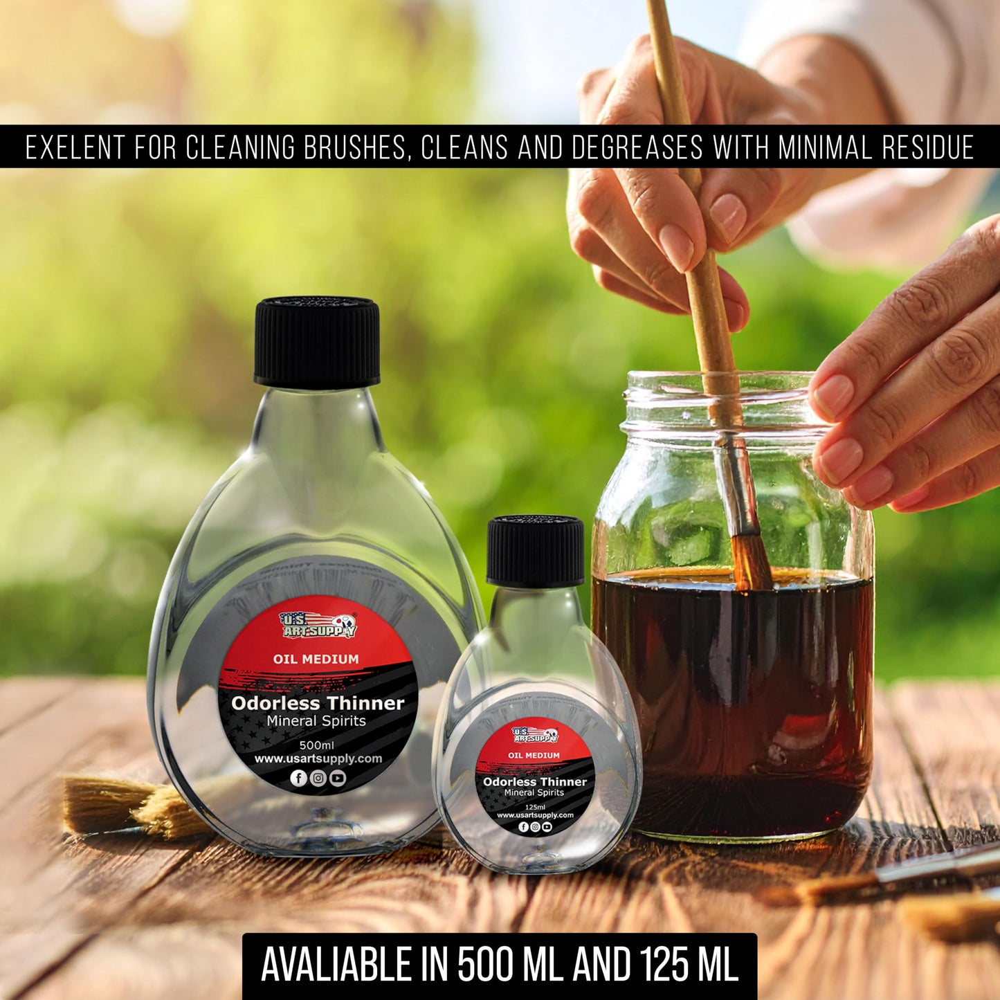 U.S. Art Supply Odorless Mineral Spirits for Cleaning 125ml - Solvent for Artists, Odorless Paint Thinner for Oil Painting