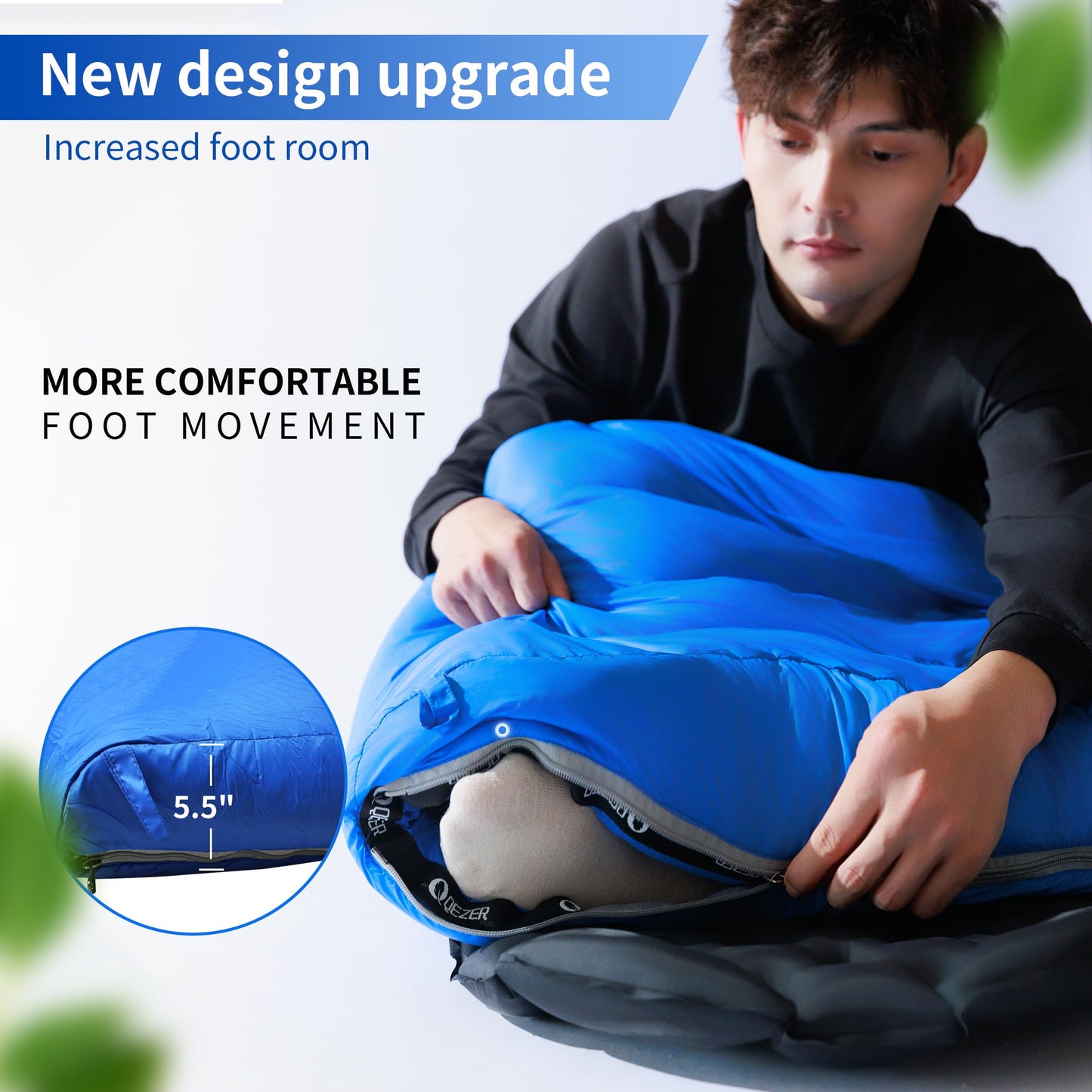 QEZER Down Sleeping Bag for Adults 600 Fill Power Cold Weather Ultralight Sleeping Bag with Pouch for Backpacking, Hiking, Camping