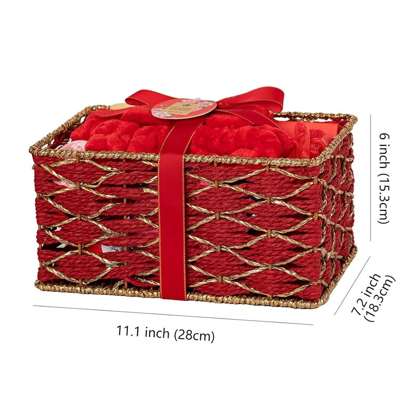 35-Piece Mother's Day Gift Basket - Red Rose Bath & Body Spa Set for Women | Face Care Kit, Diffuser, Necklace