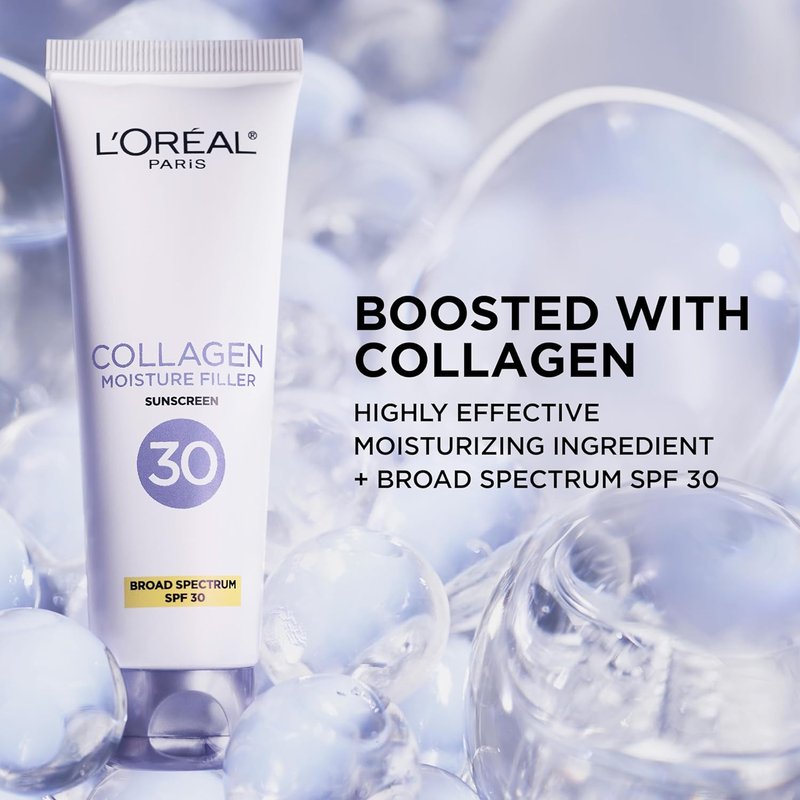 L'Oreal Paris Collagen Moisture Filler Face Cream - Anti-Aging Daily Moisturizer with SPF 30 | Includes Serum Sample