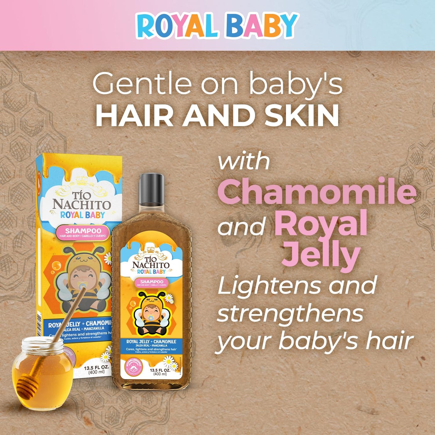 Tio Nacho Family Hair Care Bundle: Royal Baby Hair and Body Shampoo, Mexican Herbs Shampoo, Anti Hair Loss Thickening Volume Filler Shampoo with Royal Jelly & Rosemary, 14 oz each
