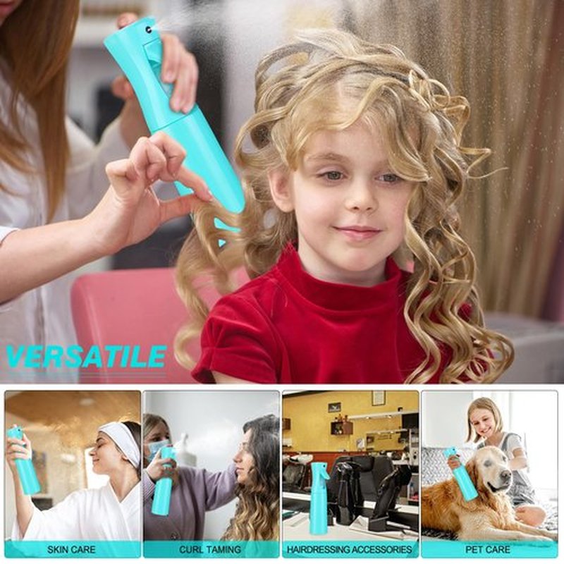 Continuous Spray Bottle for Hair (10.1oz/300ml) 2 Pack Mister Spray Bottles for Cleaning Empty Ultra Fine Water Mist Sprayer for Hairstyling Plant Garden Curly Hair Etc (Cyan)