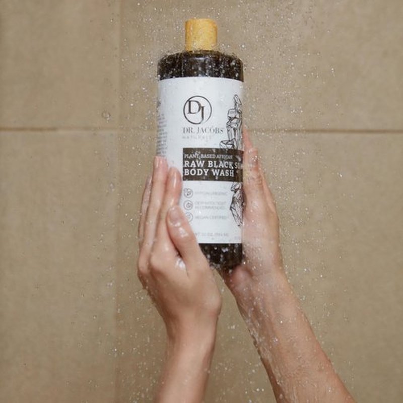 Dr Jacobs Naturals Authentic African Black Liquid Soap with Lavender & Sage Scent | All-In-One Face Wash, Sensitive Skin Body Wash, Shampoo, Shaving Soap | Moisturizing and Nourishing Formula 16oz 1pk