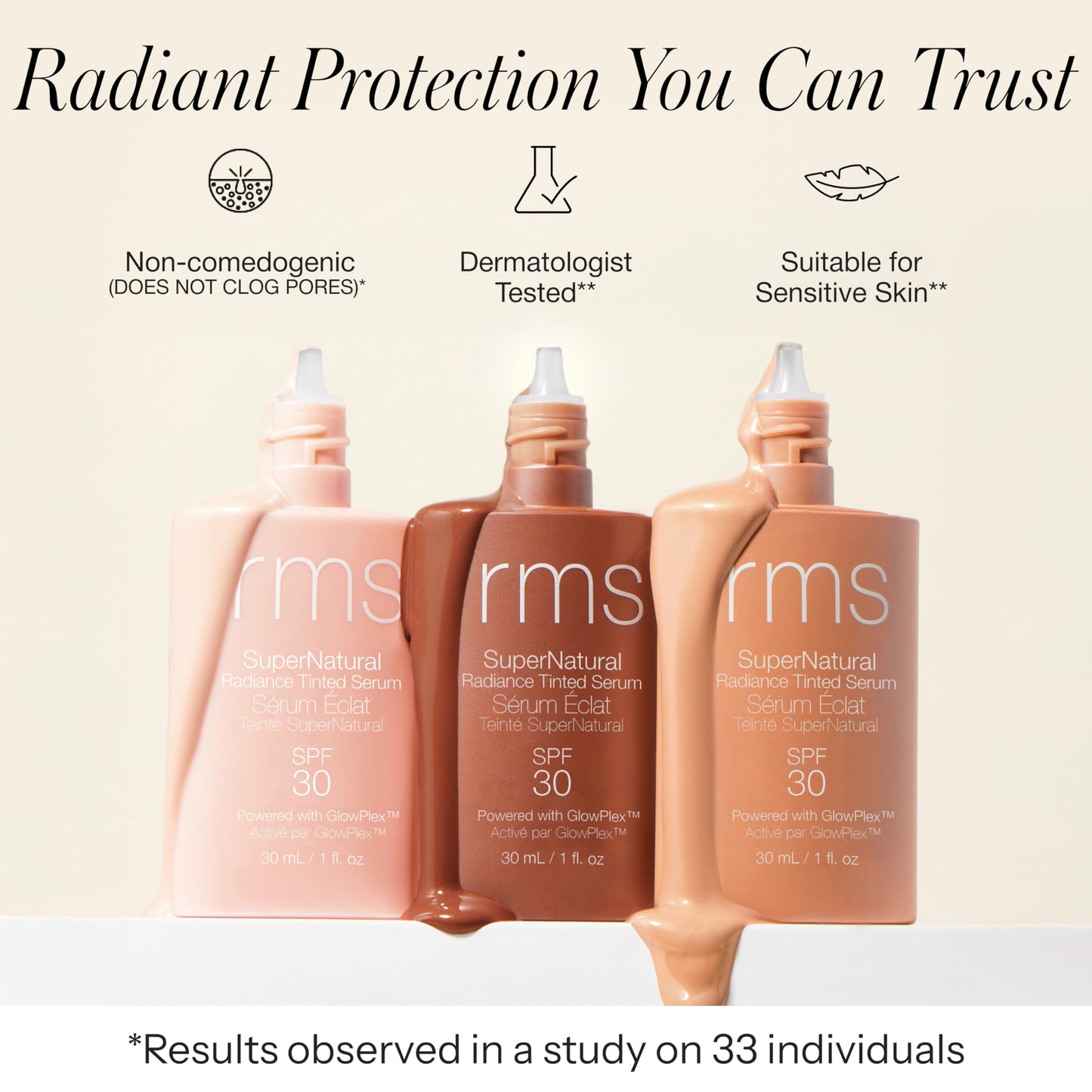 RMS Beauty SuperNatural Radiance Serum SPF 30 - Tinted Mineral Sunscreen & Niacinamide Glow Primer - Corrects Redness & Dullness - 1 oz