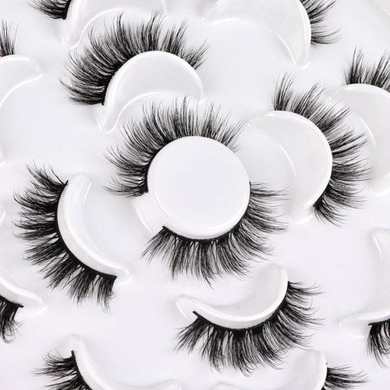 Veleasha 5D Faux Mink Lashes Handmade Luxurious Volume Fluffy Natural False Eyelashes 7 Pairs (Elegance)