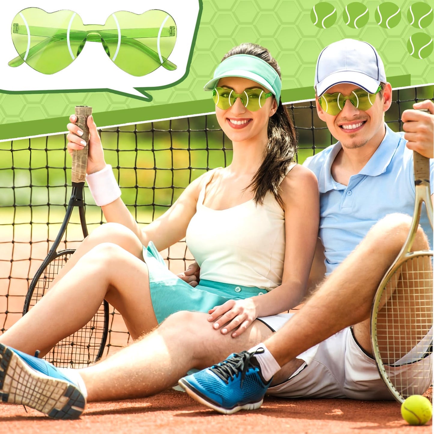 Tellegloww Sport Glasses Football Volleyball Soccer Tennis Softball Basketball 2026 Senior Night Gift for Team Party Favor(12 Pcs,Tennis)