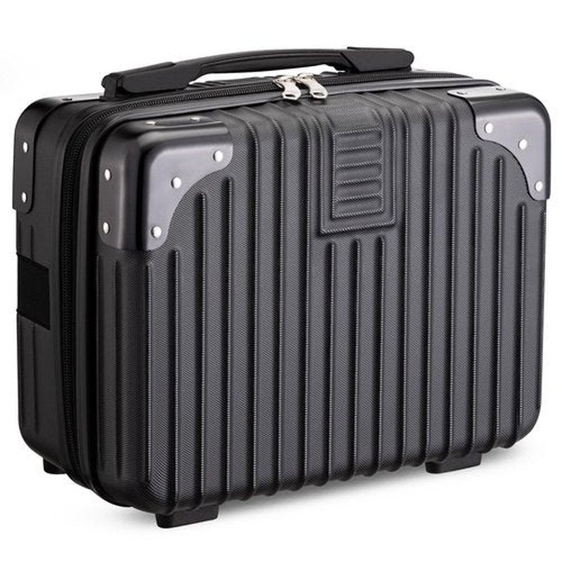 Noverlife Portable Hard Shell Cosmetic Travel Case 12 Inch, Mini Travel Hand Luggage with Elastic Band Travel Makeup Case, Small Makeup Carrying Suitcase for Train Cosmetic Bag Travel Camping - Black