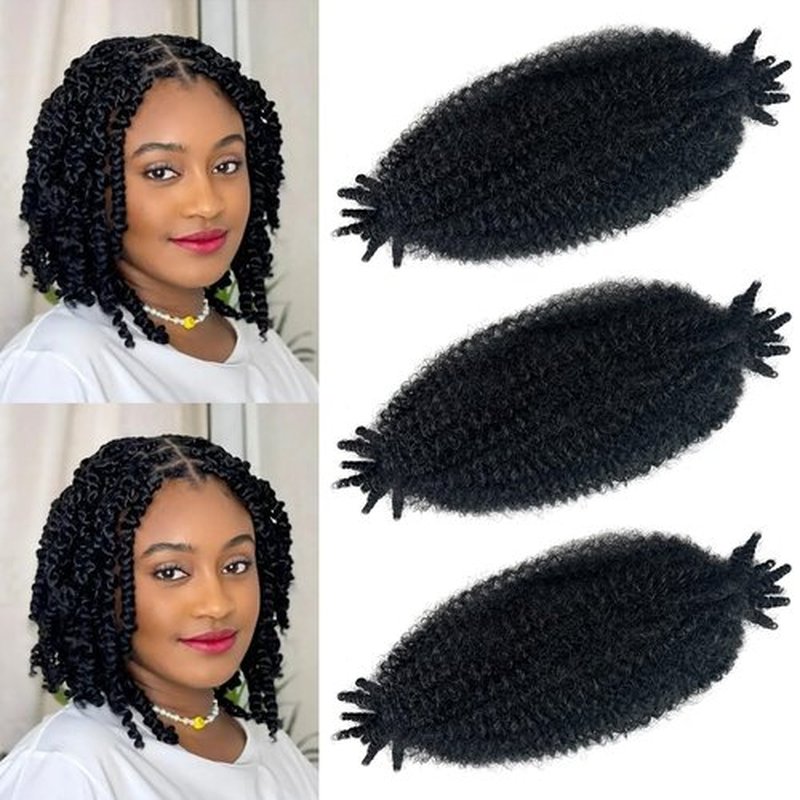 3 Packs Marley Twist Braiding Hair, 12 Inch Pre-Separated Springy Afro Twist Hair Kinky Twist Crochet Hair Braids for Distressed Soft Locs Spring Twist Hair for Women (12 Inch (Pack of 3), 1B)