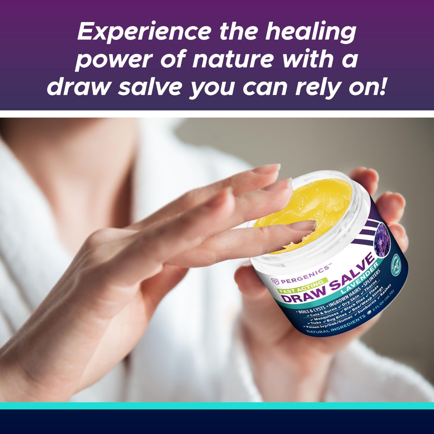 Pergenics Drawing Salve Ointment with Natural Lavender Herbal Extract for ingrown Hair, Boil & Cyst, Splinter Remover, Bug and Spider Bites, bee Sting, Mosquito bite Itch, Poison Ivy, 2 oz (1 Pack)