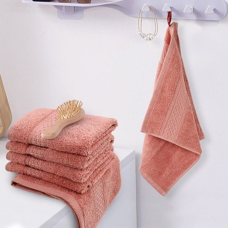 Cleanbear Ultra Soft Washcloths 6 Pack Cotton Face Cloths Wash Cloths Set - Large Bathroom WashCloth 13 x 13 Inches (Coral)