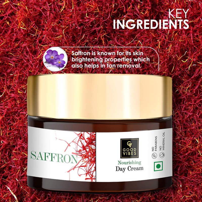 Saffron Nourishing Day Cream - Evens Skin Tone & Hydrates | Lightweight Daily Moisturizer | 1.76 Oz (50g)