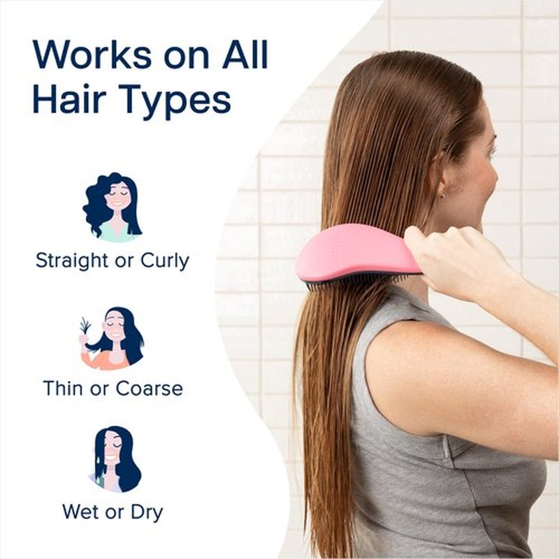 Crave Naturals Glide Thru Detangling Brush for Adults and Kids - Detangler Brush for Curly or Straight, Wet or Dry Hair - Gentle on Tangles Hair Comb - 7.5x3-Inch, Pink and Soft Hazy Swirl (Pack of 2)