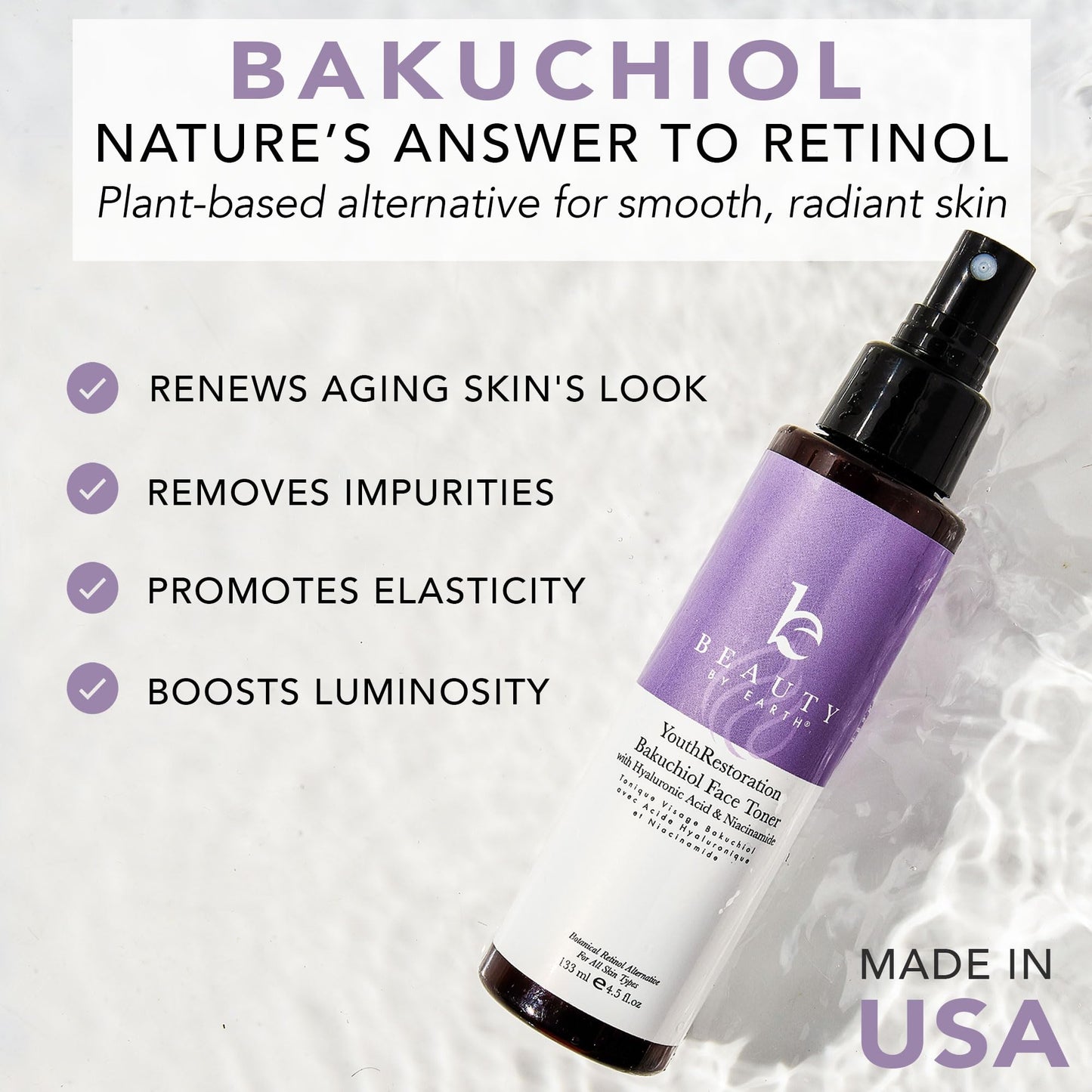 Bakuchiol Face Toner - USA Made with Natural & Organic Ingredients