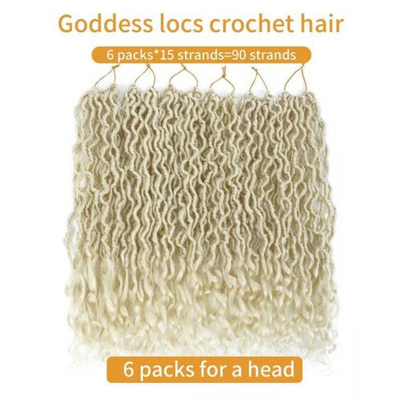 613 Goddess Locs Crochet Hair 18 Inch 6 Packs Faux Locs with Curly Ends Pre Looped Faux Locs Crochet Hair for Black Women Goddess Hair(18 Inch,6 Packs,#613)