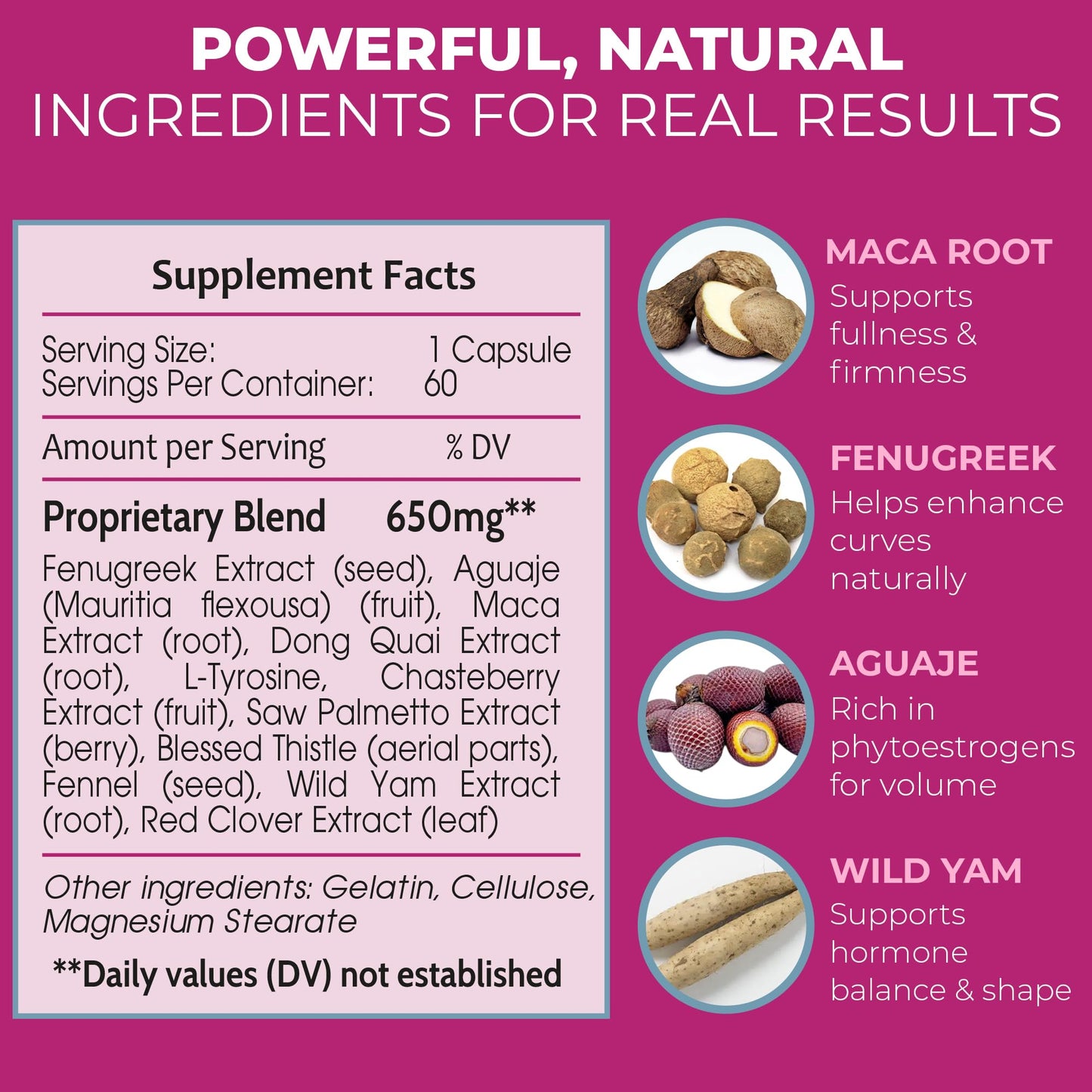 Booty Magic Butt Enhancement Pills - 2 Months Supply of Booty Pills, Bum Pills for Bigger, Rounder, Volumized Butt with Maca Root Extract, Fenugreek Extract