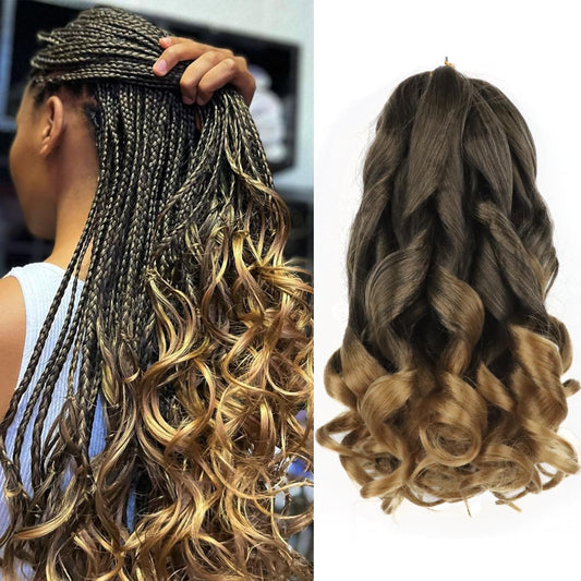 French Curly Braiding Hair Pre Stretched for Goddess Braids 14 Inch 8 Packs Spanish Braiding Hair Bouncy French Curl Crochet Braids Synthetic Braiding Hair Extensions(14 Inch/Pack of 8, T27)