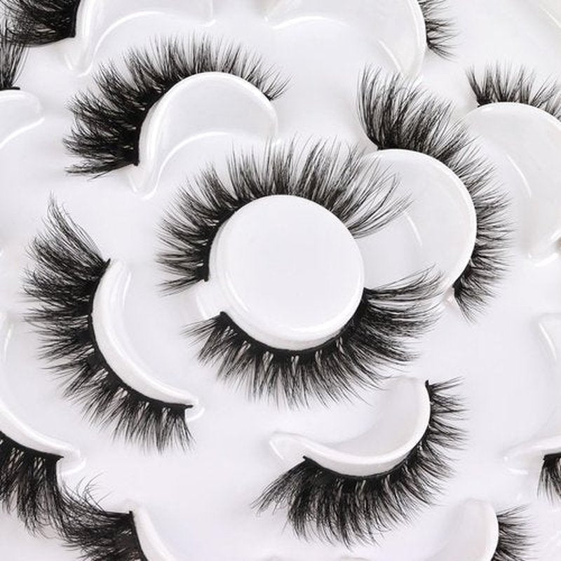 Veleasha 5D Faux Mink Lashes Handmade Luxurious Volume Fluffy Natural False Eyelashes 7 Pairs (Allure)