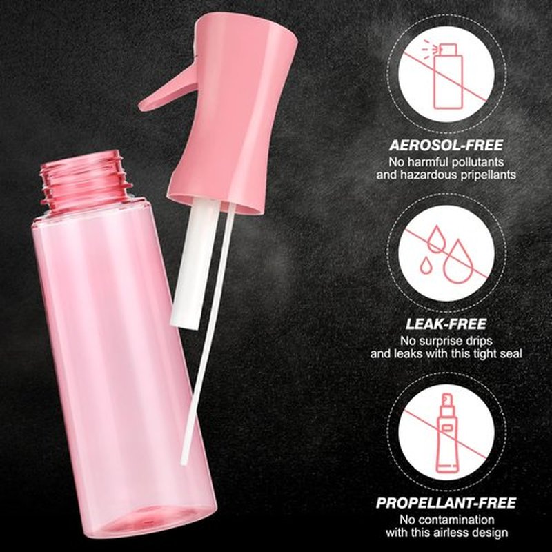 Continuous Spray Bottle for Hair (10.1oz/300ml) 2 Pack Mister Spray Bottles for Cleaning Empty Ultra Fine Water Mist Sprayer for Hairstyling Plant Garden Curly Hair Etc (Pink Transparent)
