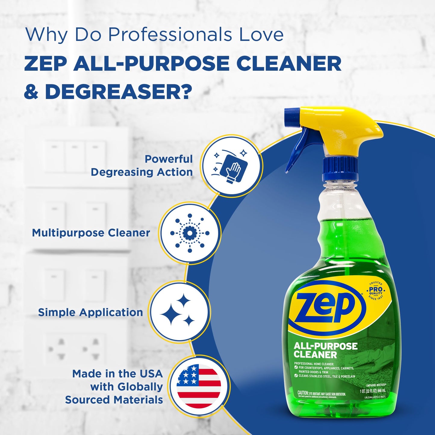 Zep All-Purpose Cleaner 32 oz (Case of 4) Cleans Almost Any Surface