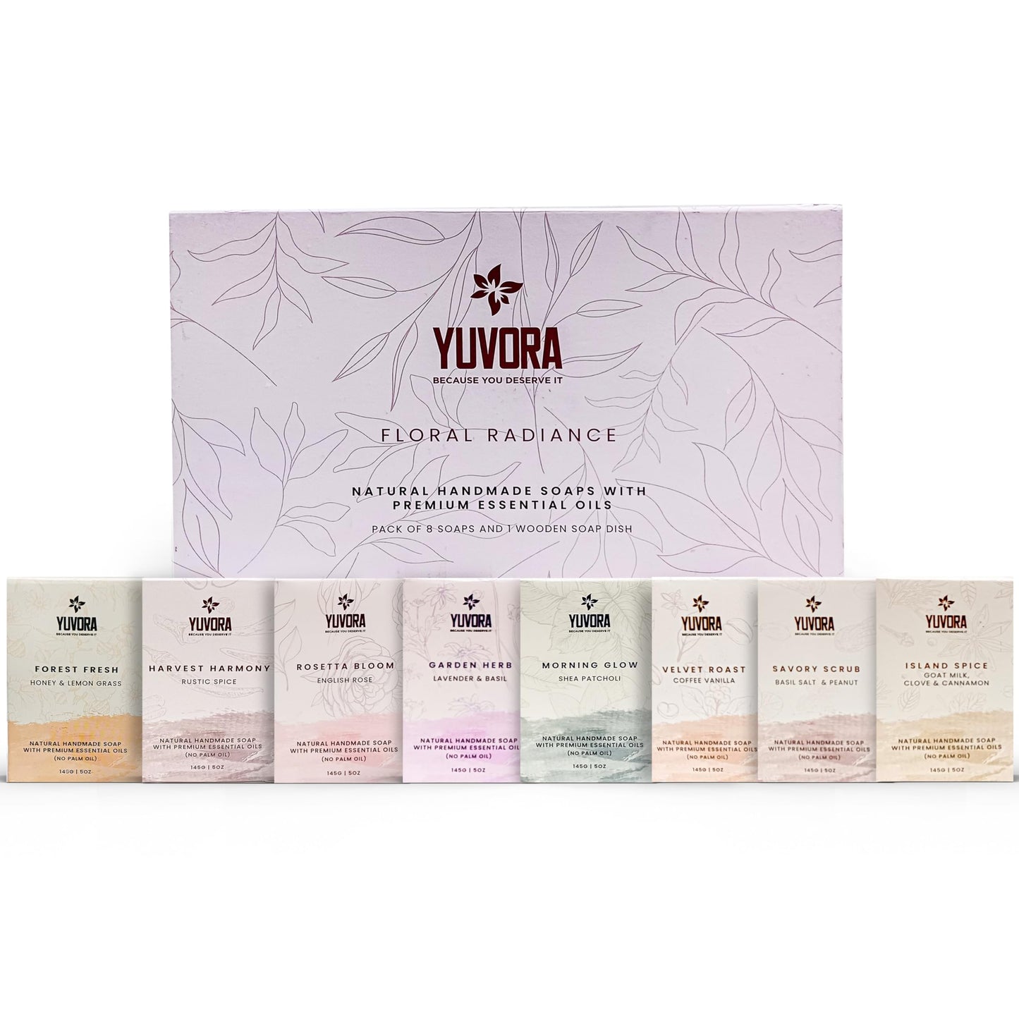 Yuvora 8 Pcs Women Natural Handmade Body Soaps 5 OZ Pack Floral Radiance Long lasting Fragrance Luxurious Scents with Natural Ingredients – Sulfate & Paraben Free, Vegan Soap