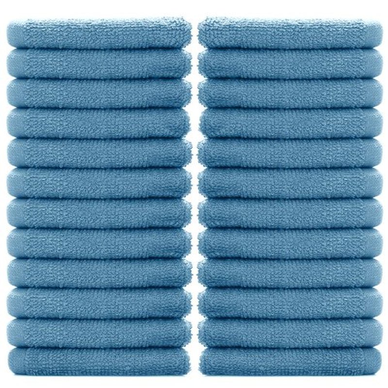DAN RIVER 100% Cotton Washcloths 24 Pack Premium Quality Face and Body Cloth, Quick Dry Essential Towels for Bathroom, Hand, Kitchen & Cleaning, Baby Washcloths | 12X12 in | 400 GSM | Blue