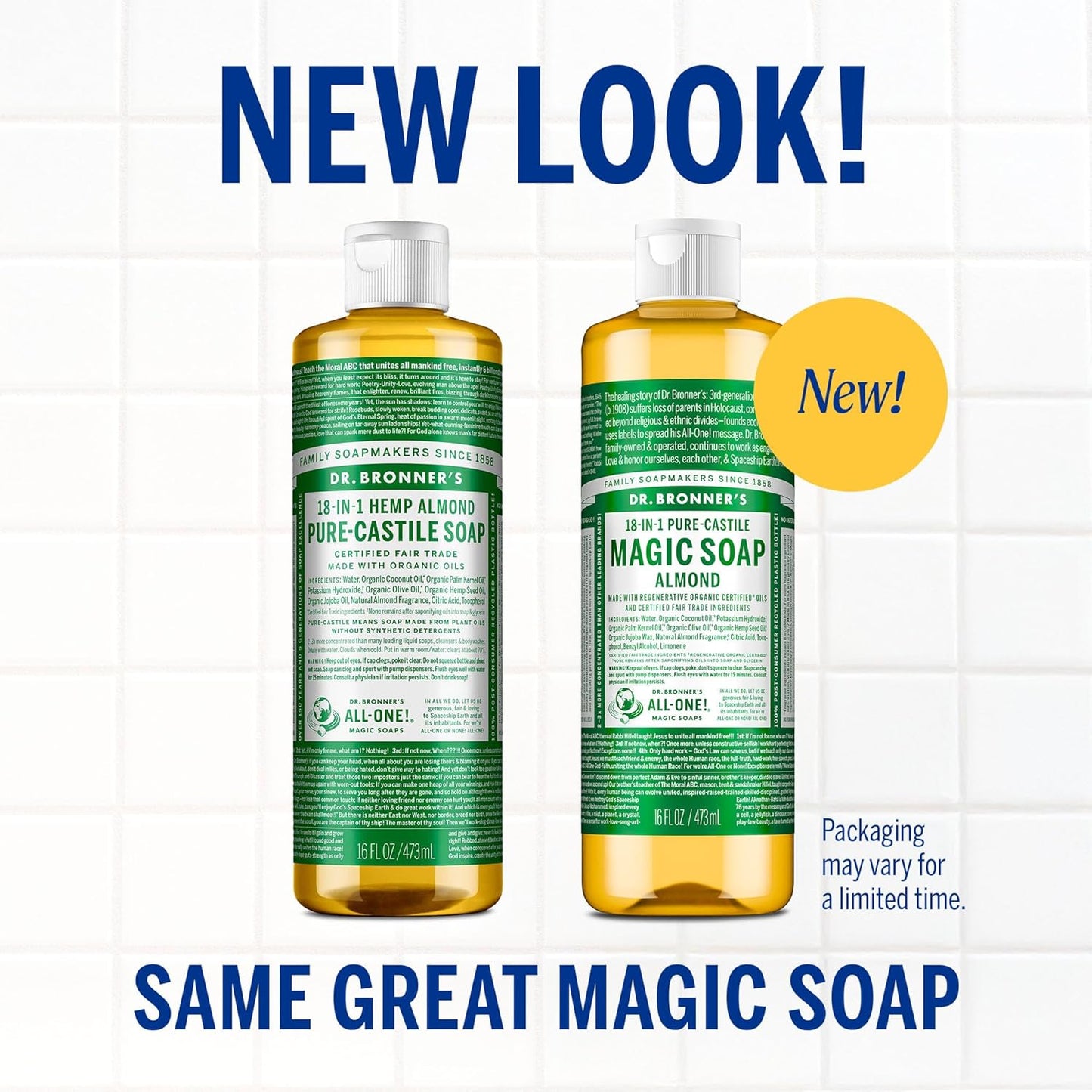 Dr. Bronner's - Pure-Castile Liquid Soap (Almond, 32 ounce) - Made with Organic Oils, 18-in-1 Uses: Face, Body, Hair, Laundry, Pets and Dishes, Concentrated, Vegan, Non-GMO