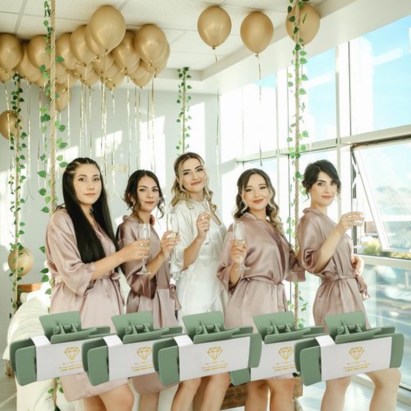 16pcs Bridesmaid Proposal Gifts 4.1inch square Bachelorette hair Claw Clip heart Sunglasses set of 16 Girls Trendy gift for Wedding Party Favors(16pcs Sage Green)