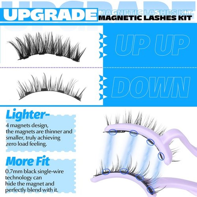 ALICE Reusable Magnetic Eyelashes without Eyeliner Fluffy Magnetic Lashes Kit with Magnetic Lash Applicator Wispy Fluffy Magnetic Eyelashes Kit No Glue Needed