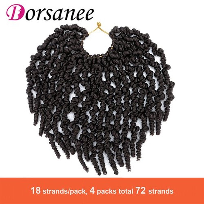 Dorsanee Pre-twisted Spring Twist Crochet Hair 8 Inch 4 Packs Short Curly Crochet Hair Pre Looped Crochet Braids Mini Passion Twists Fluffy Twist Synthetic Hair Extensions (8 Inch,4#)