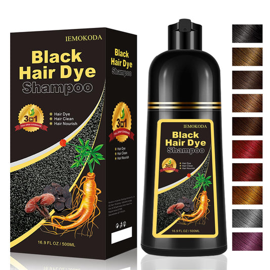 Instant Black Hair Dye Shampoo 3 in 1, 100% Grey Hair Coverage for Women Men, Magic Color Shampoo Hair Dye, Black Shampoo for Painting Hair, Plant Bubble Dye Shampoo, Shampoo Para Canas, 16.9 Fl Oz