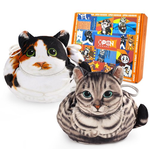 Openhahaha Drawstring Makeup Bag, Cat Makeup Bag, Travel Makeup Organizer, Cosmetic Pouch Bag, Cat Gift for Women, Lay Flat Makeup Bag Gifts for Cat Lovers(2-Pack)