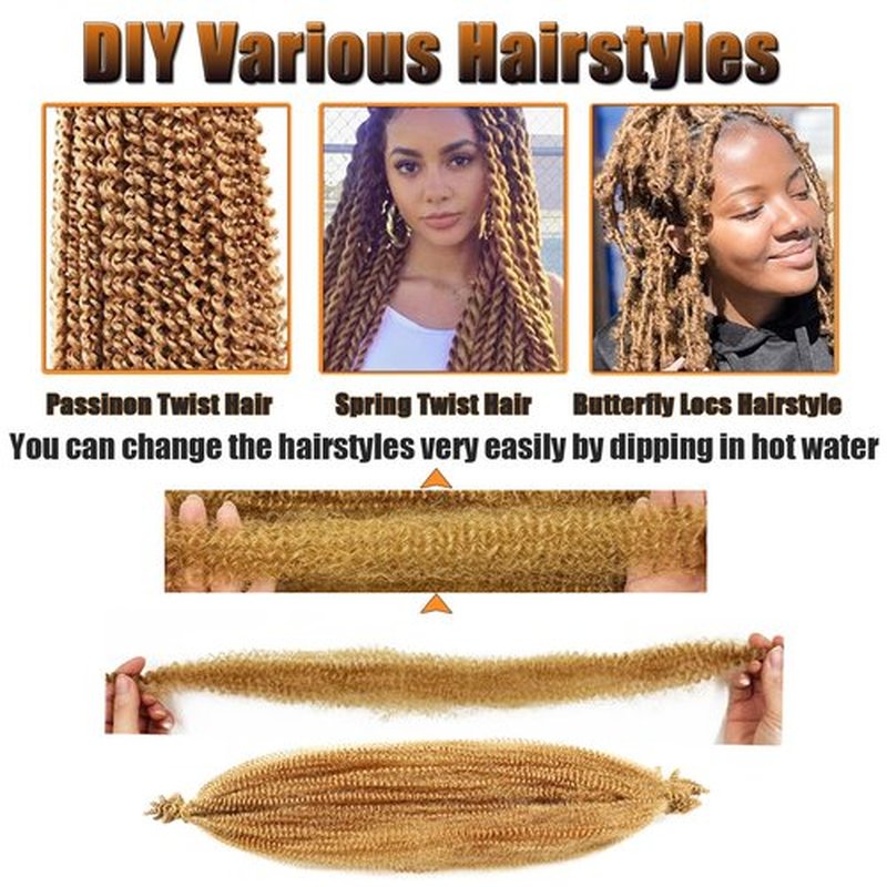 KYNLEY 12inch Springy Afro Twist Hair 8 Packs Blonde Kinky Marley Twist Braiding Hair Cuban Twist Hair Wrapping Hair for Soft Locs 27#