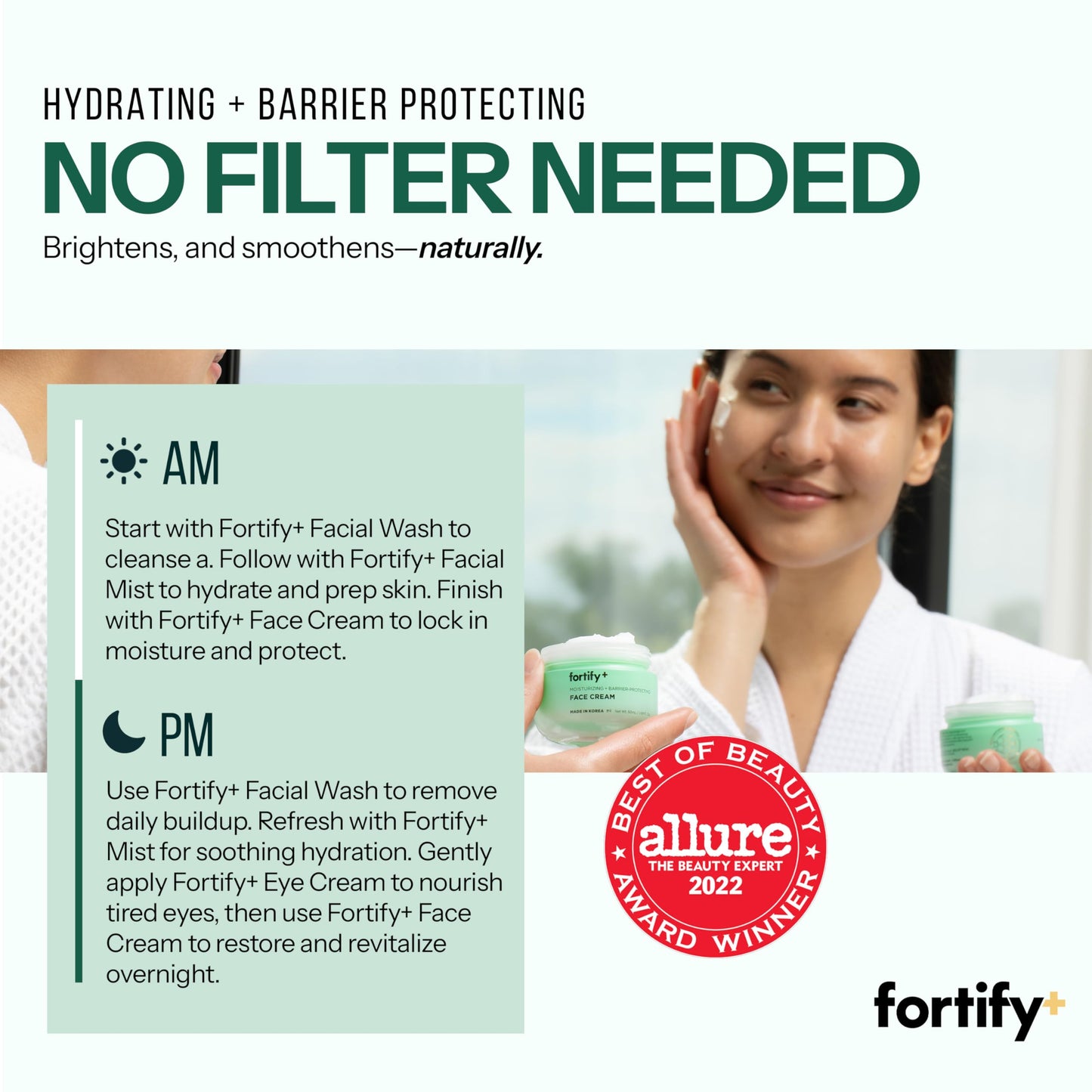 Fortify Skincare Hyaluronic Acid Moisturizer For Face with Collagen & Aloe - Dermatologist-Tested Anti-Aging Korean Skin Care - Ultra Hydrating & Nourishing - Fragrance & Alcohol-Free - 50ML/1.7Fl.Oz