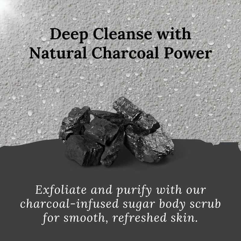 Sugar Body Scrub - Alcohol-Free Exfoliating Skincare with Refreshing Scent | 240ML (8.1 Fl Oz) Charcoal
