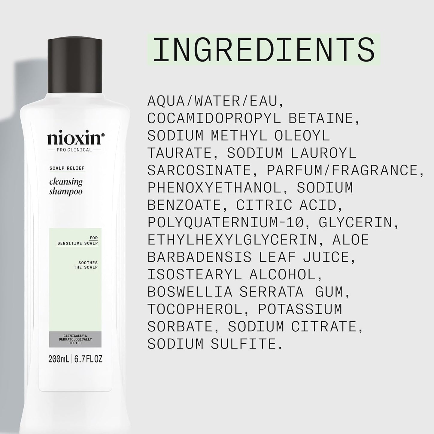 Nioxin Scalp Relief Cleansing Shampoo | Soothes, Hydrates, & Thickens Hair | For Sensitive, Dry, & Itchy Scalp | Made with Aloe Vera & Vitamin E