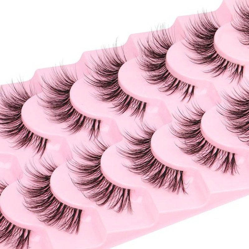 False Eyelashes 3D Wispy Natural Lashes 16mm Mink Lashes Natural Look Clear Band Cat Eye 7 Pairs Fake Eye Lash Pack by EYDEVRO