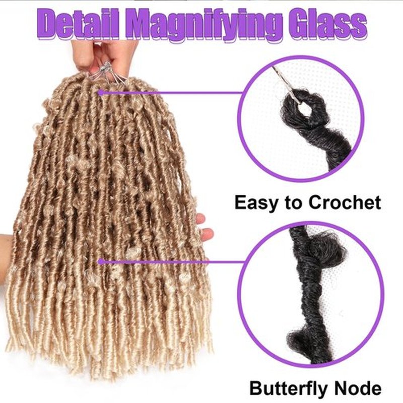 Butterfly Locs Crochet Hair-7 Packs Faux Locs Crochet Hair 12 Inch Distressed Soft Locs Crochet Hair For Black Women (12 Inch(Pack of 7), 27#/613#)